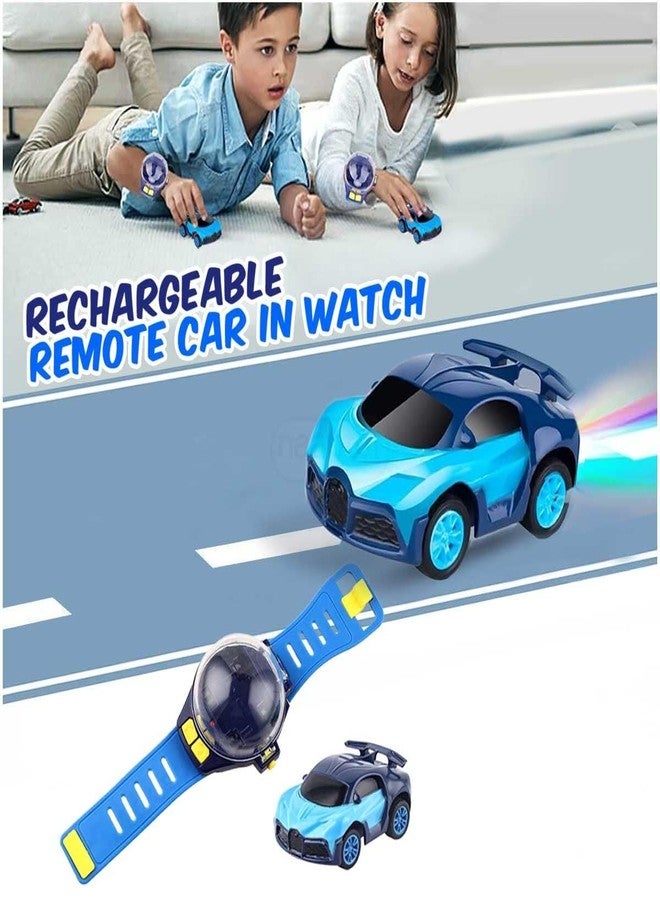 SANTALON Cartoon Mini Watch Car Toy, USB Rechareable Remote Control Toy, Wrist Racing Watch for Kids (One Watch Controller with One Metal Car) (New SUV Color), Multicolor - Image 2